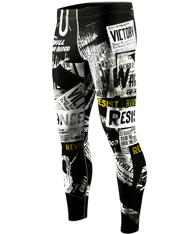 white newspaper compression leggings