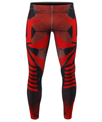 mens red stripe compression leggings