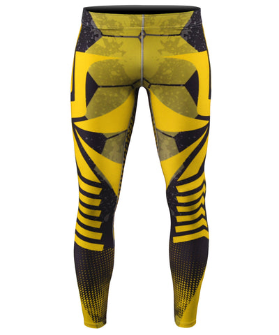 yellow stripe mens compression leggings
