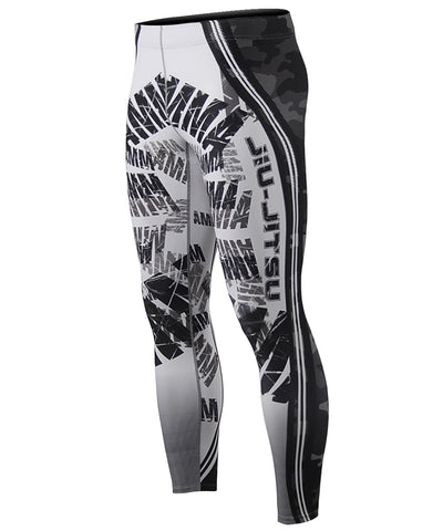 mens white design compression tight leggings