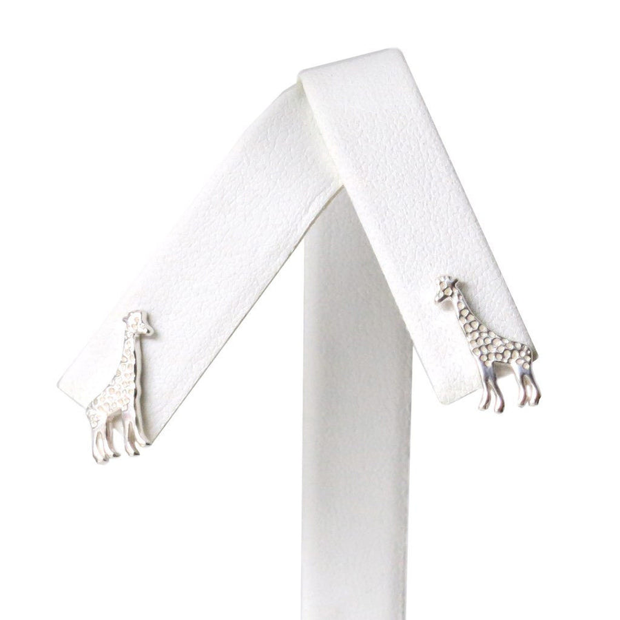 Sterling Silver Giraffe Tiny Earrings Studs Posts 1/2 in. H - Michele Benjamin - Jewelry Design Fine Jewelry - Sterling Silver Earrings