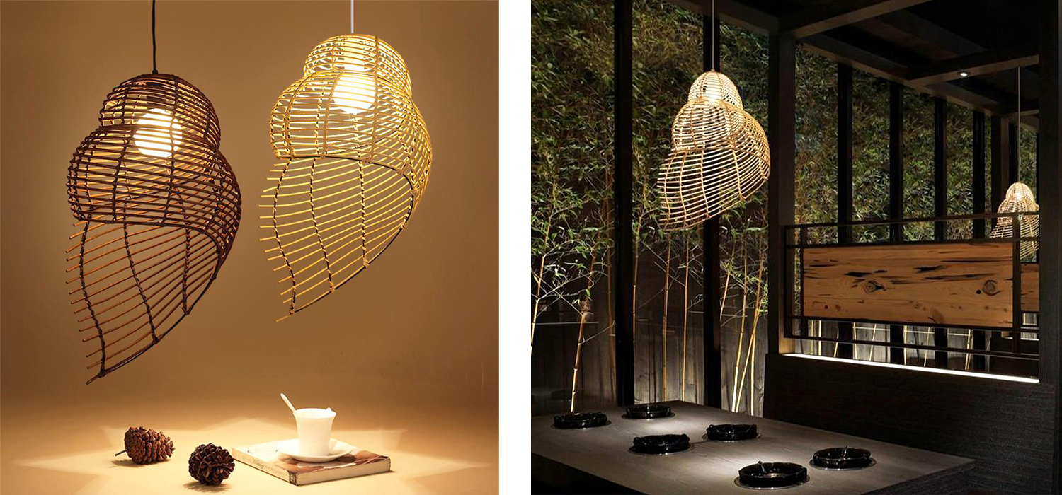 lampe osier coquillage