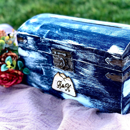 Personalized box birch bark- White wedding card box rustic