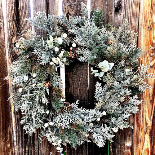 Winter wreath for screen door, Glittered wreath Christmas, Cedar wreat –  The Little Rustic Farm