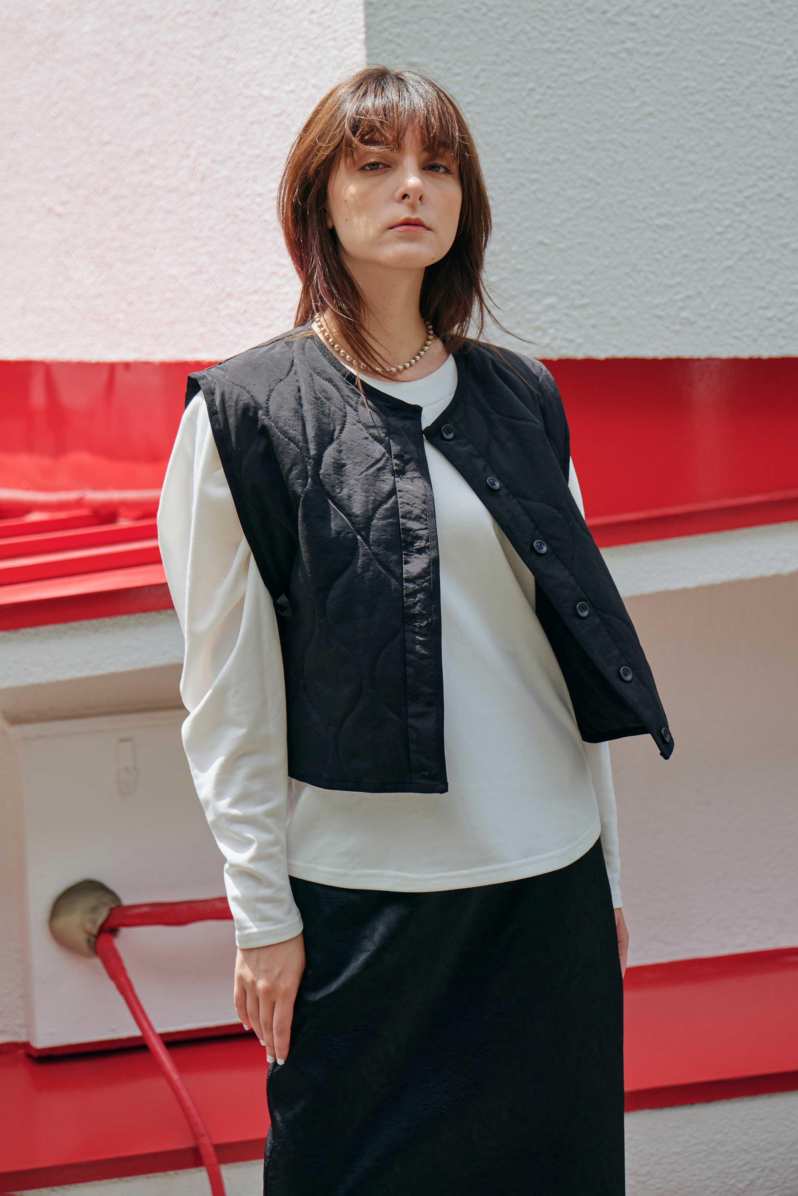 Boa Collar Quilting Vest ボア襟付きキルティングベスト Koh Style