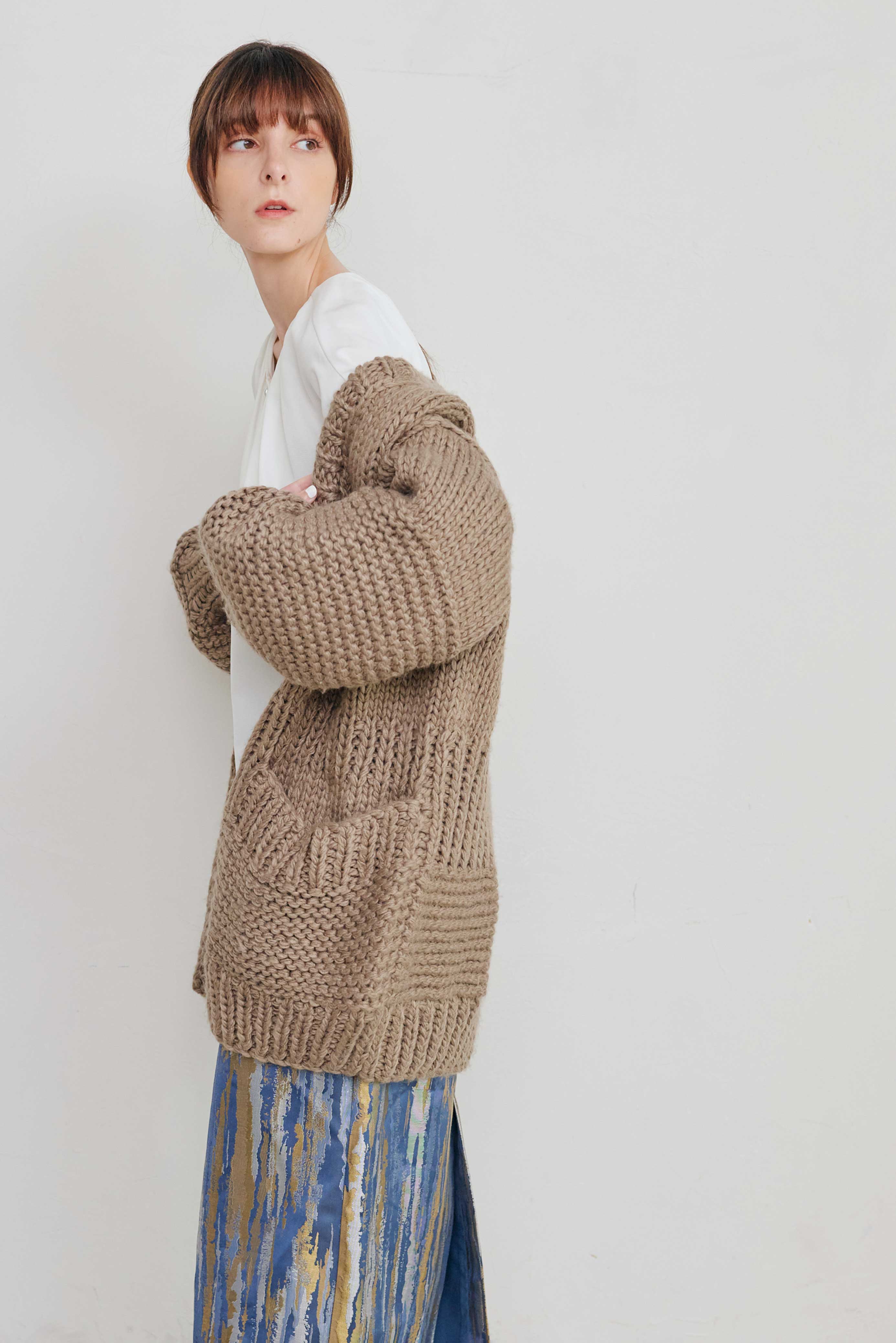 OVERSIZED HAND KNITTED COAT/オーバーサイズハンドニットコート – KOH