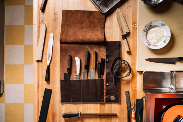 chef leather knife case roll make smith full grain Portland Oregon