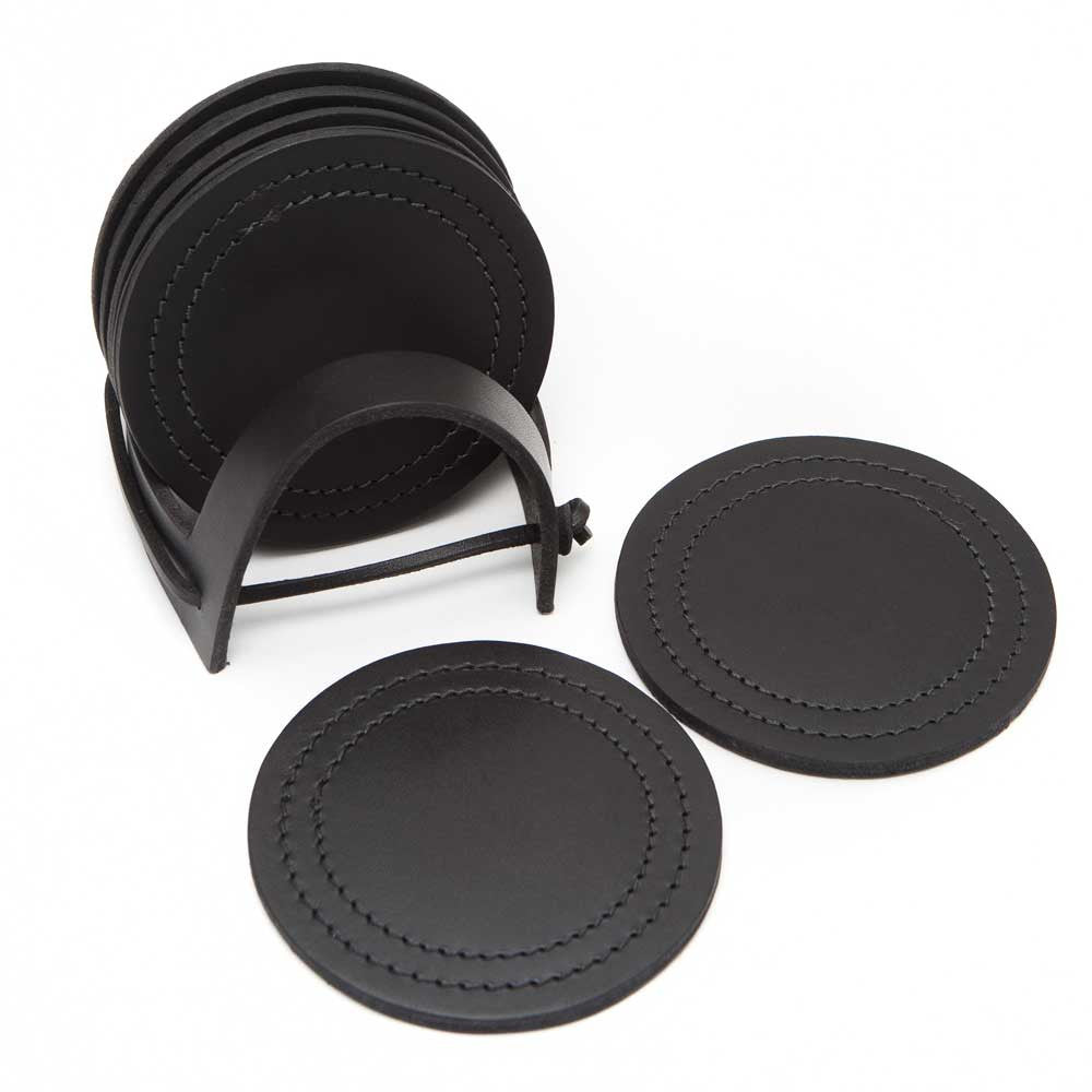 Leather Coaster Set - 4 Inch