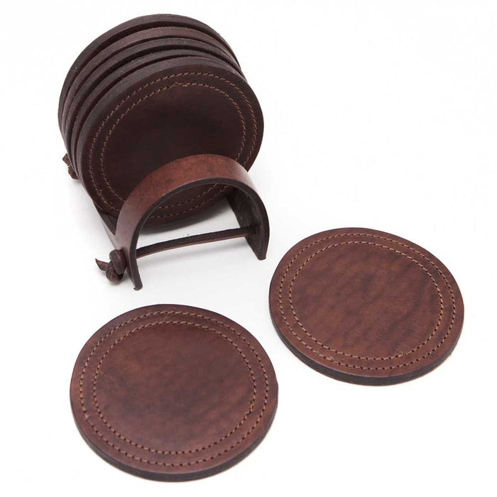 leather coaster set