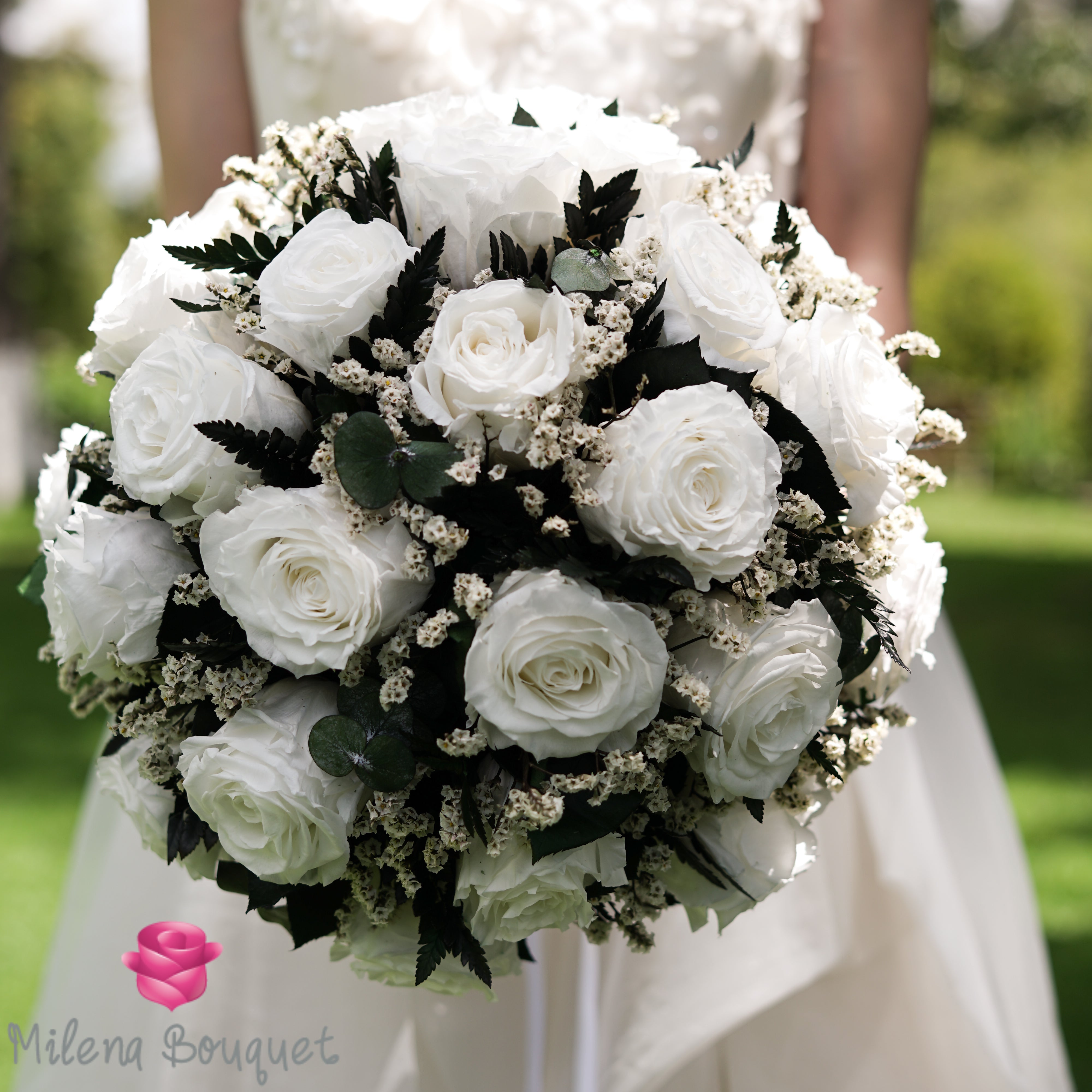 white flower bridal bouquet