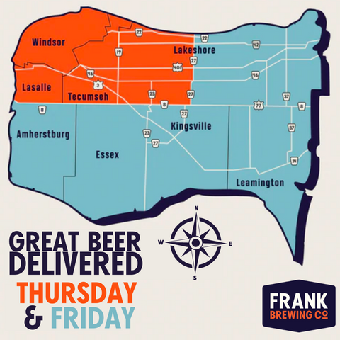 Map of Local Beer Delivery in Windsor-Essex on Thursdays and Fridays