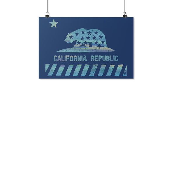 California Star Flag Blue Poster-CA LIMITED