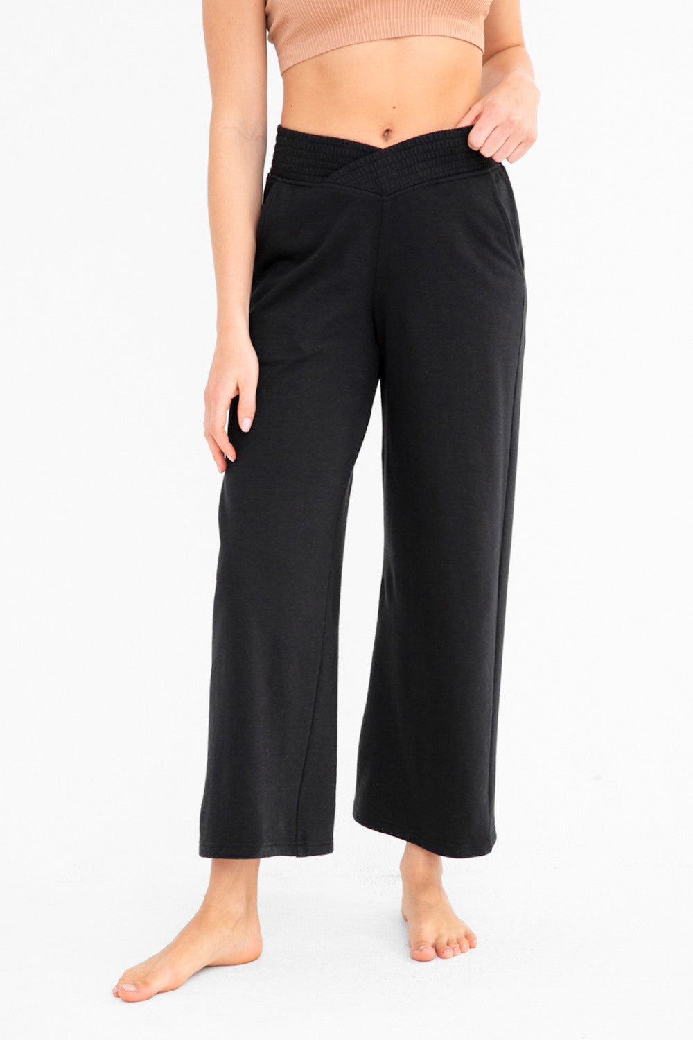 Ribbed Crossover Waist Lounge Pants - KPR11859 (Ready to ship)