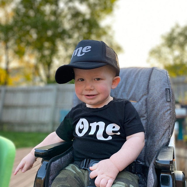 One 1st Birthday Personalized Outfit Retro T Shirt Trucker Hat 2troubleboys