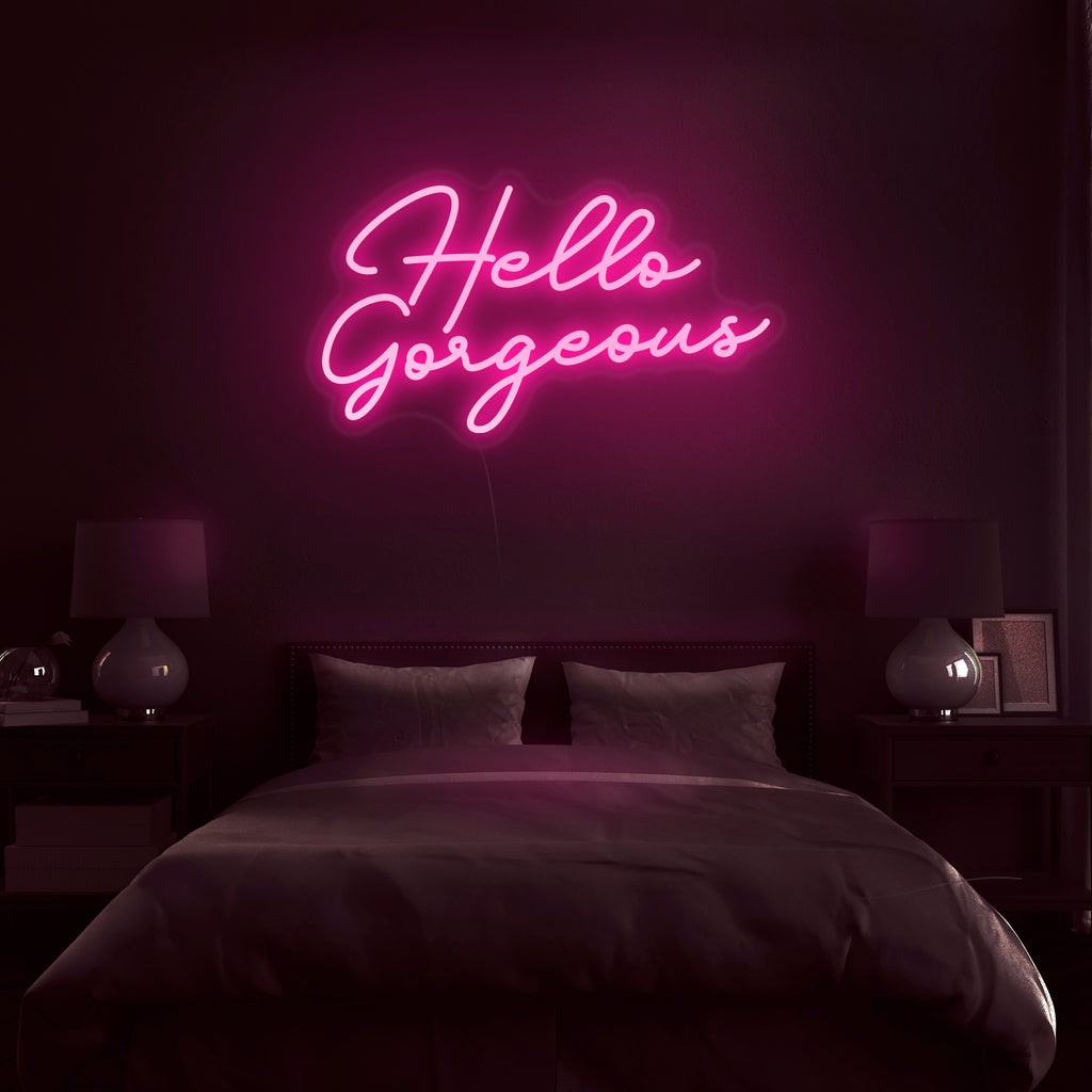 hello gorgeous neon wall sign