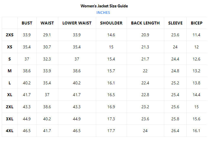 3amoto womens leather jacket size chart