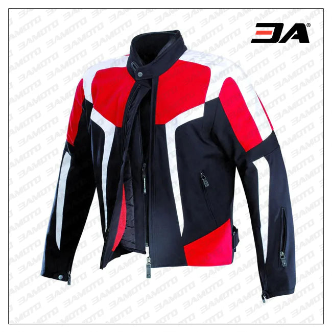 Custom Black Red White Motorcycle Racing Jacket