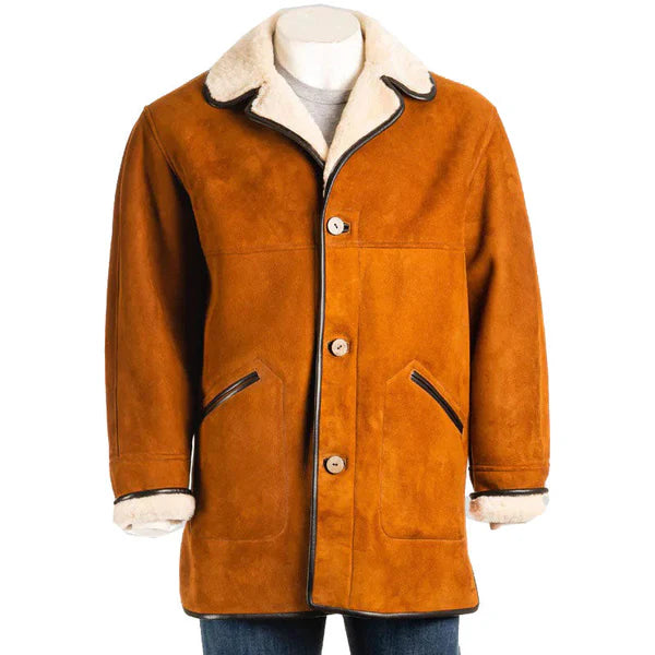 Men’s Brown Traditional Shearling Sheepskin Coat