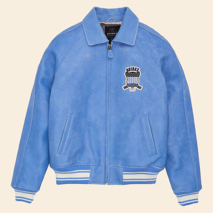 Men’s Denim Bomber Varsity Limited Edition Avirex Leather Jacket