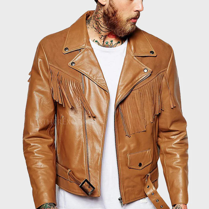 Men’s Suede Fringe Motorcycle Jacket