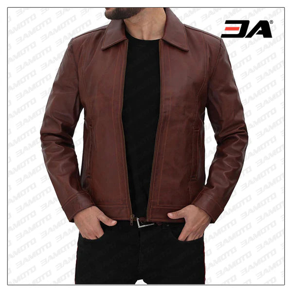 Reeves Waxed Brown Distressed Leather Jacket