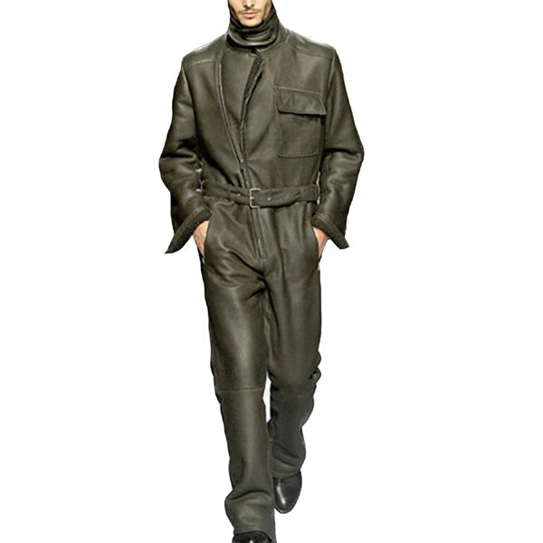 Cool Style Leather Jumpsuit for Men