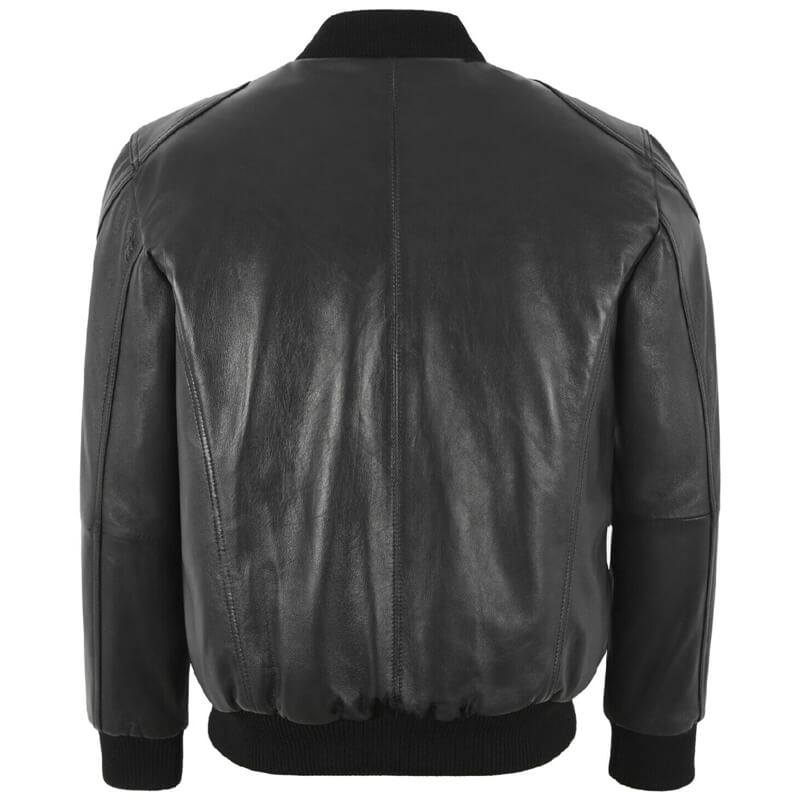 Mens Black Flight Bomber Leather Jacket 