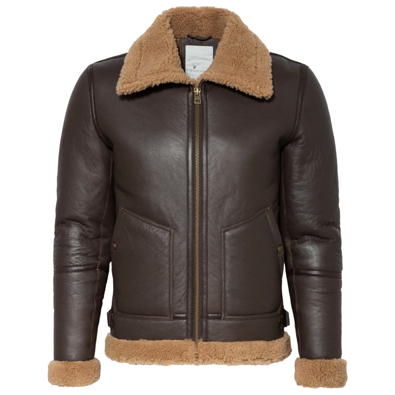 Flight Leather Jacket with Faux Fur Collar