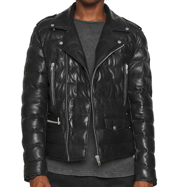 Leather Puffer Jacket Mens - Buy Leather Down Jacket & Coat