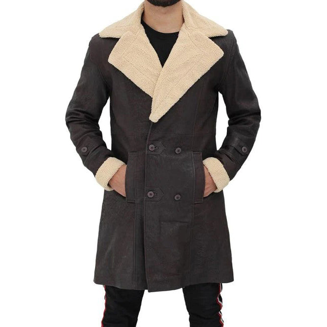 Shearling Leather Coat for Men - Buy Brown Shearling Coat Online