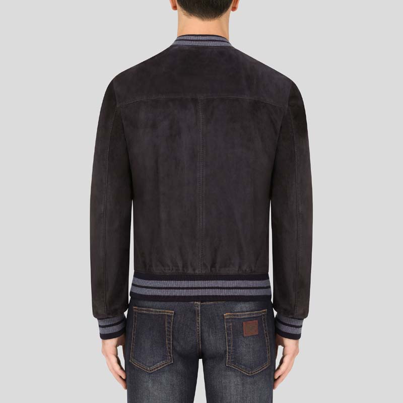 Buy Black Suede Leather Bomber Jacket For Men Online With Free Shipping 