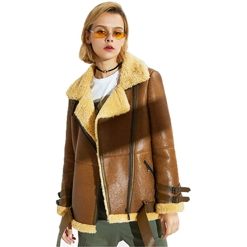 Womens Shearling Sheepskin Bomber Jacket | Buy Womens Shearling Coats