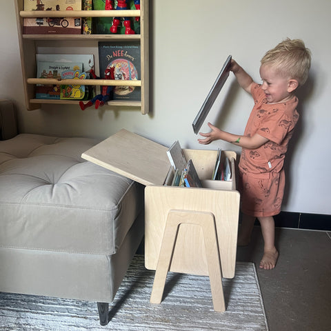 Boekenkist, opbergbak kinderkamer montessori