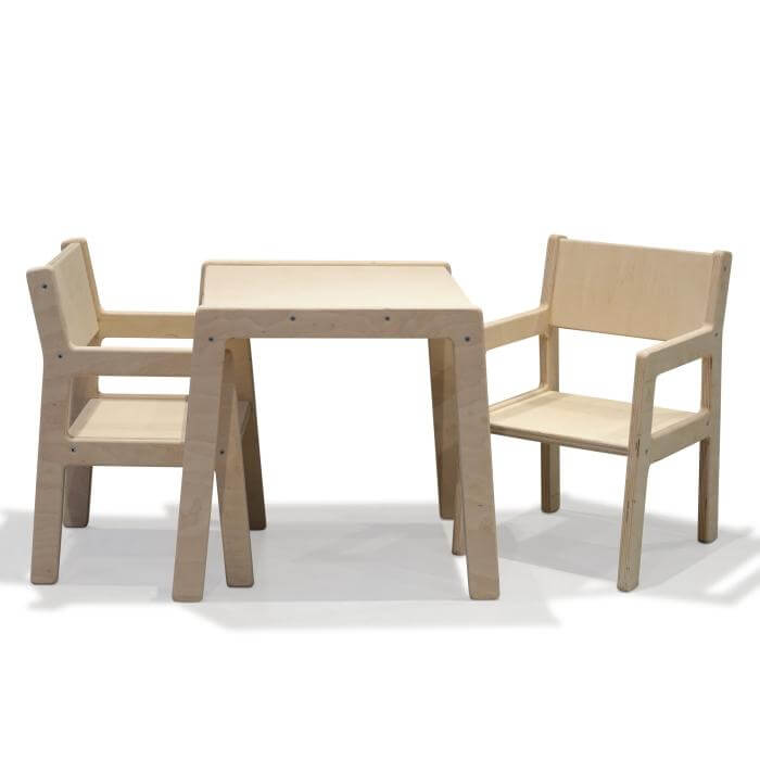 Geboorte geven Van Portier Blank houten kindermeubelsetje 1-3 jaar, tafeltje + 2 stoeltjes – toddie.nl