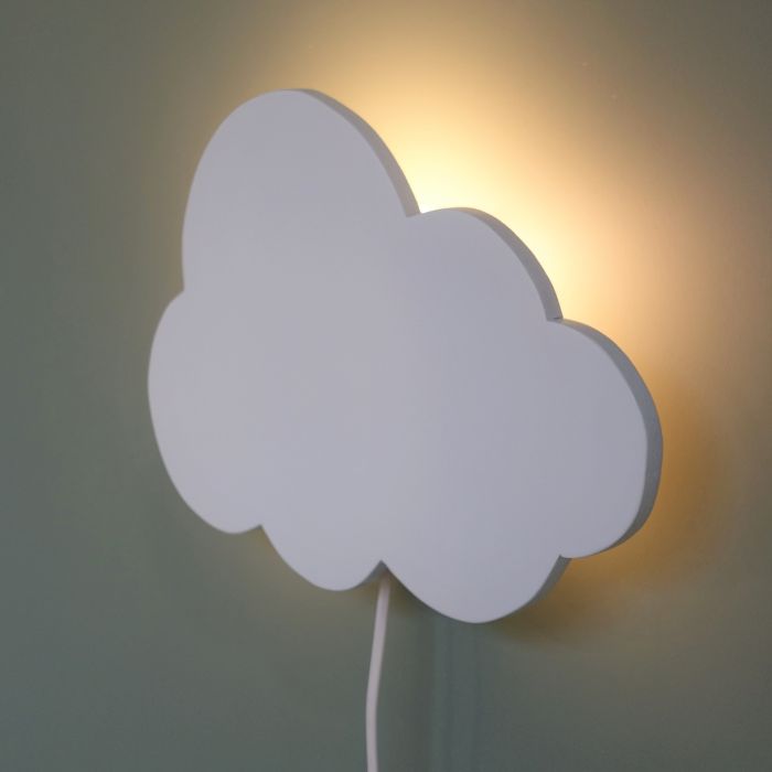 Wandlamp kinderkamer, wit houten wolk voor – toddie.nl