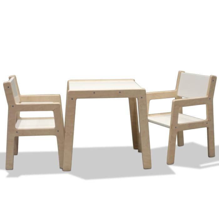 Wit houten 1-4 jaar, tafeltje + 2 stoeltjes toddie.nl