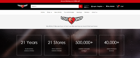 love shop website screen