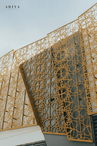 Mashrabiya Facade by ABIYA using an Aluminum Panel CNC Design Arabic Geometric pattern