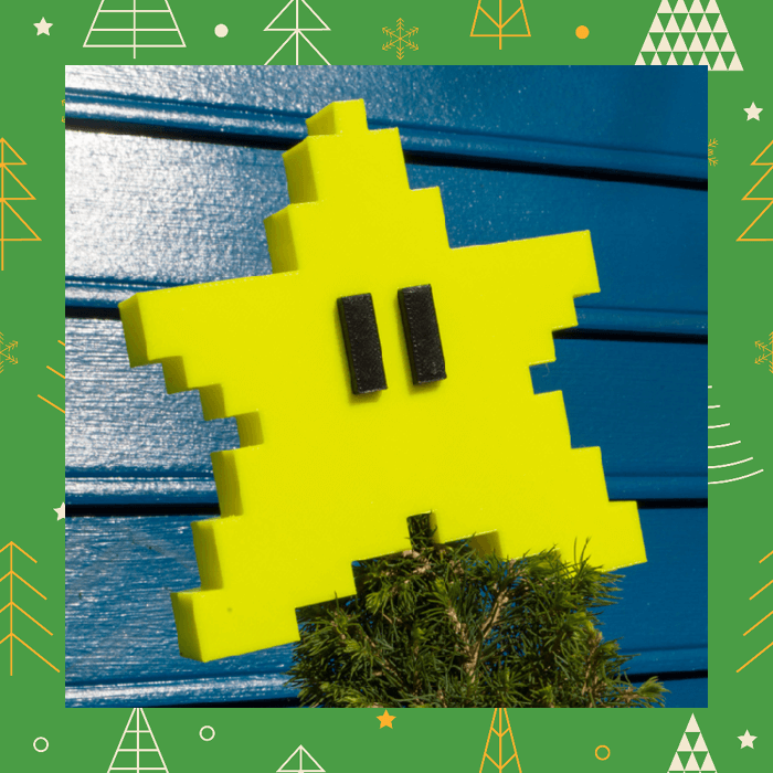 Super Mario Bros. Pixel Star Tree Topper 3D print design by 3DCentralVA from Thingiverse