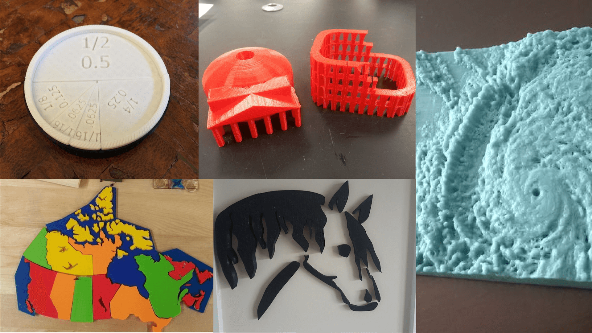 collection of 3D printed objects used in education