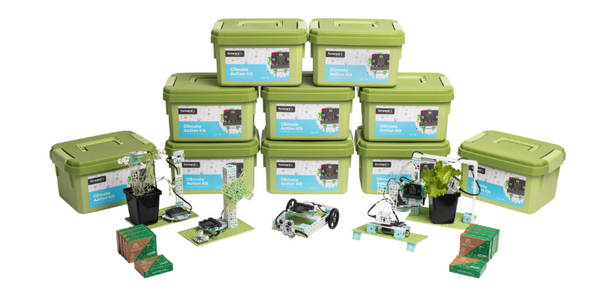 Climate Action Kit boxes with micro:bit and climate action coding and robotics projects