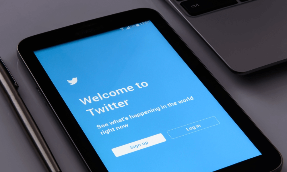 Image of smartphone with Twitter login page on the screen