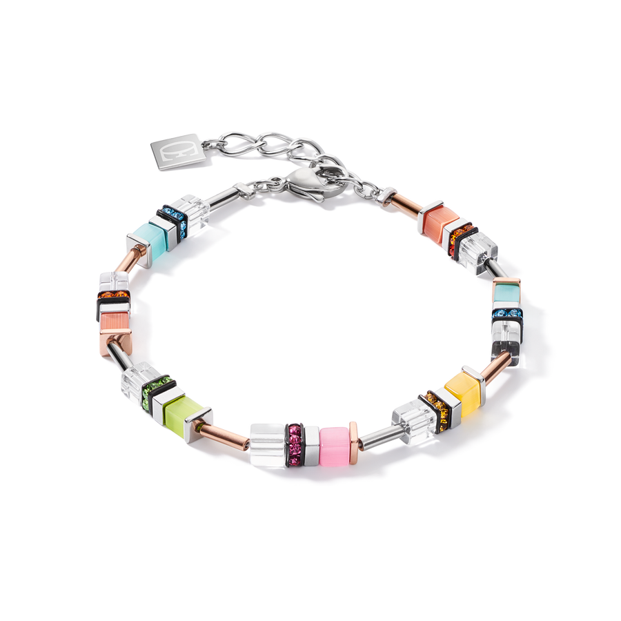 Stranden Pinpoint Turist Bracelet GeoCUBE® rhinestone multicolour pastel-silver – COEUR DE LION  (UK-WORLD)
