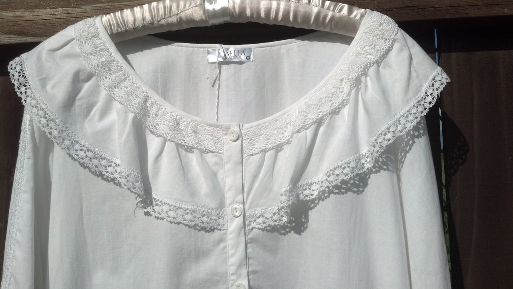 SaluaLingerie Womens Long Cotton Gown/LavenderLaceLingerie – Lavender ...