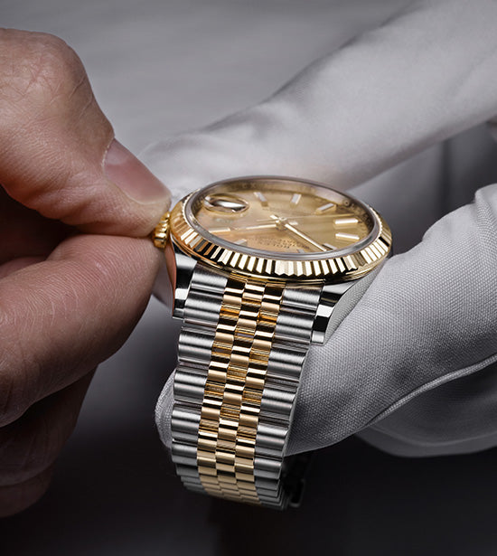 Rolex watch being serviced by a professional watchmaker