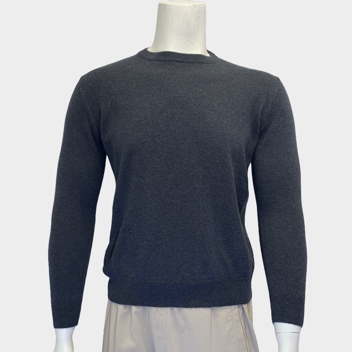 image of Brunello Cucinelli men's grey cashmere jumper