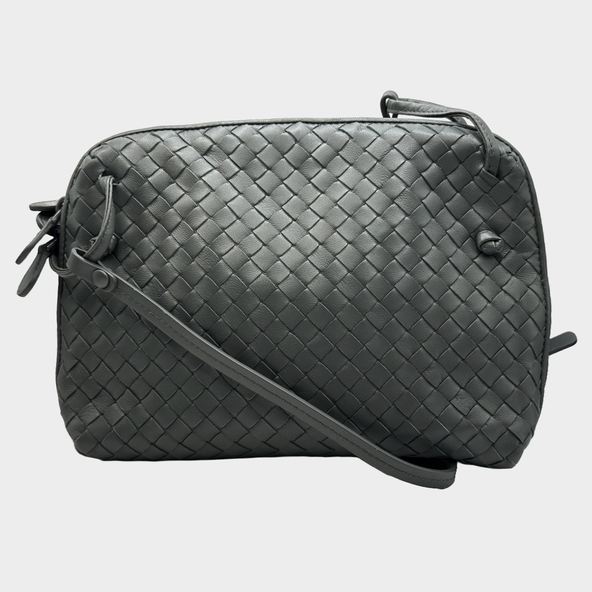 Image of Bottega Veneta women's grey Intrecciato Weave rectangular handbag