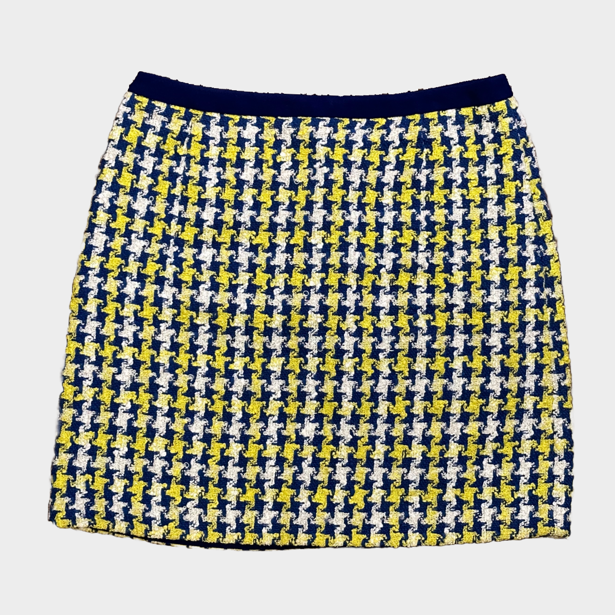 image of MIU MIU blue and yellow tweed mini skirt