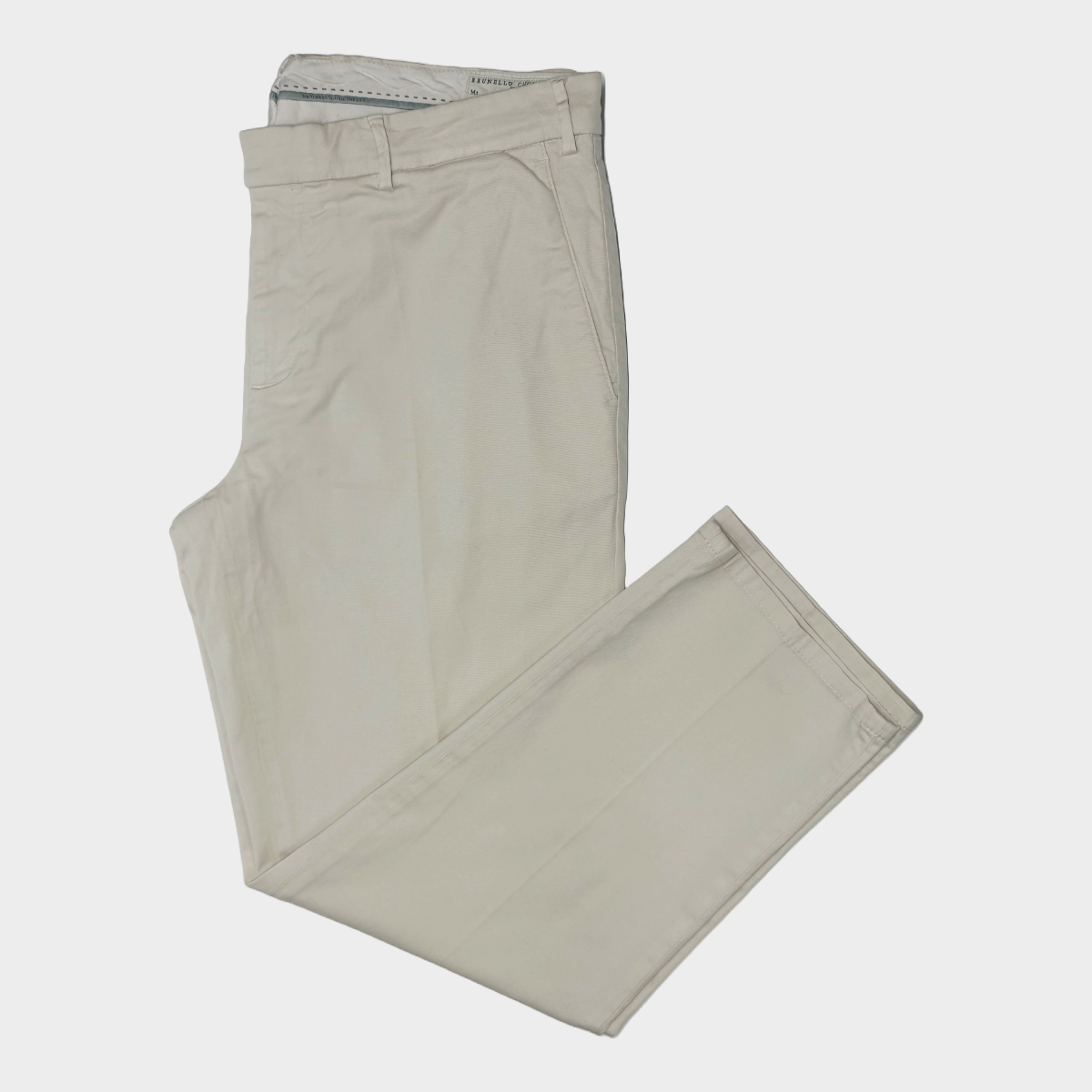 image of Brunello Cucinelli men's ecru cotton trousers