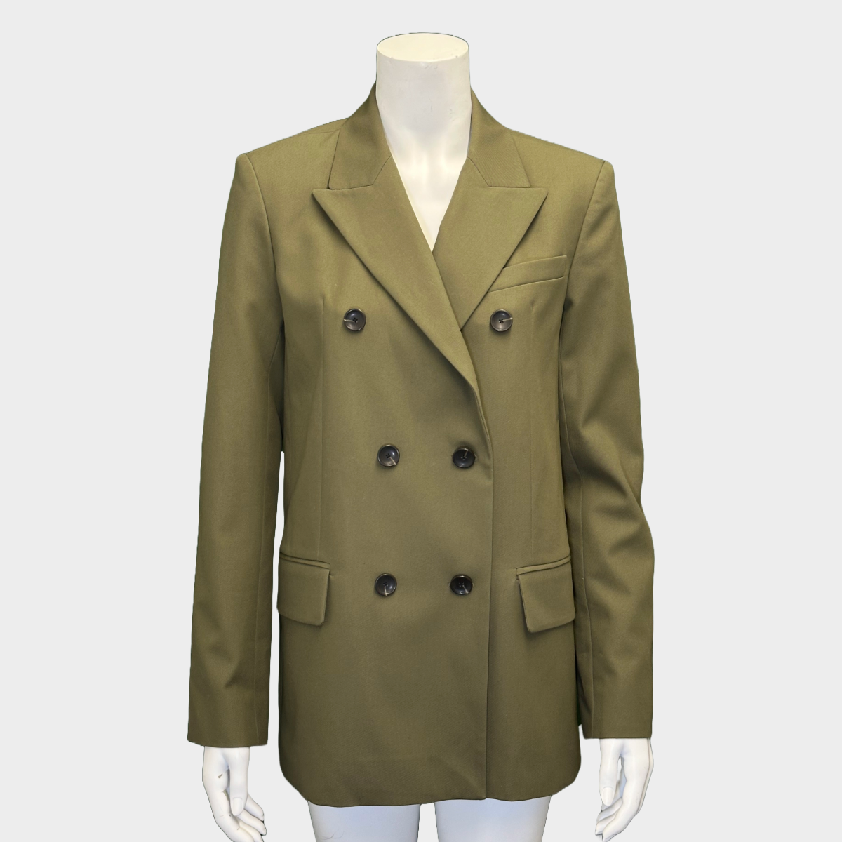 Image of Maria McManus women's khaki cotton double-breasted blazer